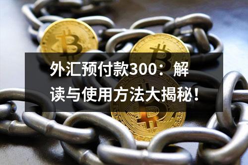 外汇预付款300：解读与使用方法大揭秘！